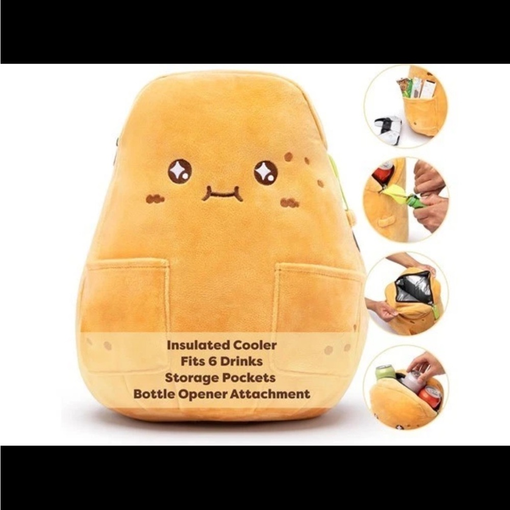 Couch Cooler Insulated Plush Potato  Soft Cooler Tote Organizer W/ Bottle Opener